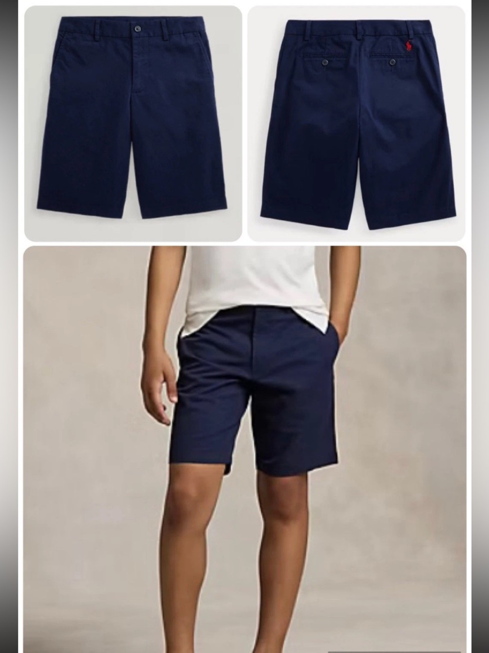 NWT Polo Ralph Lauren Big Boys' Navy Straight Fit Chino Shorts Size 18
